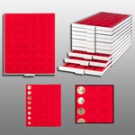 Prophila_Collection_Münzbox_grau_48_runde_Fächer_für_Euro-Münzen,_1_Cent_bis_2_€_Nicht_eingekapselt,_rote_Einlage